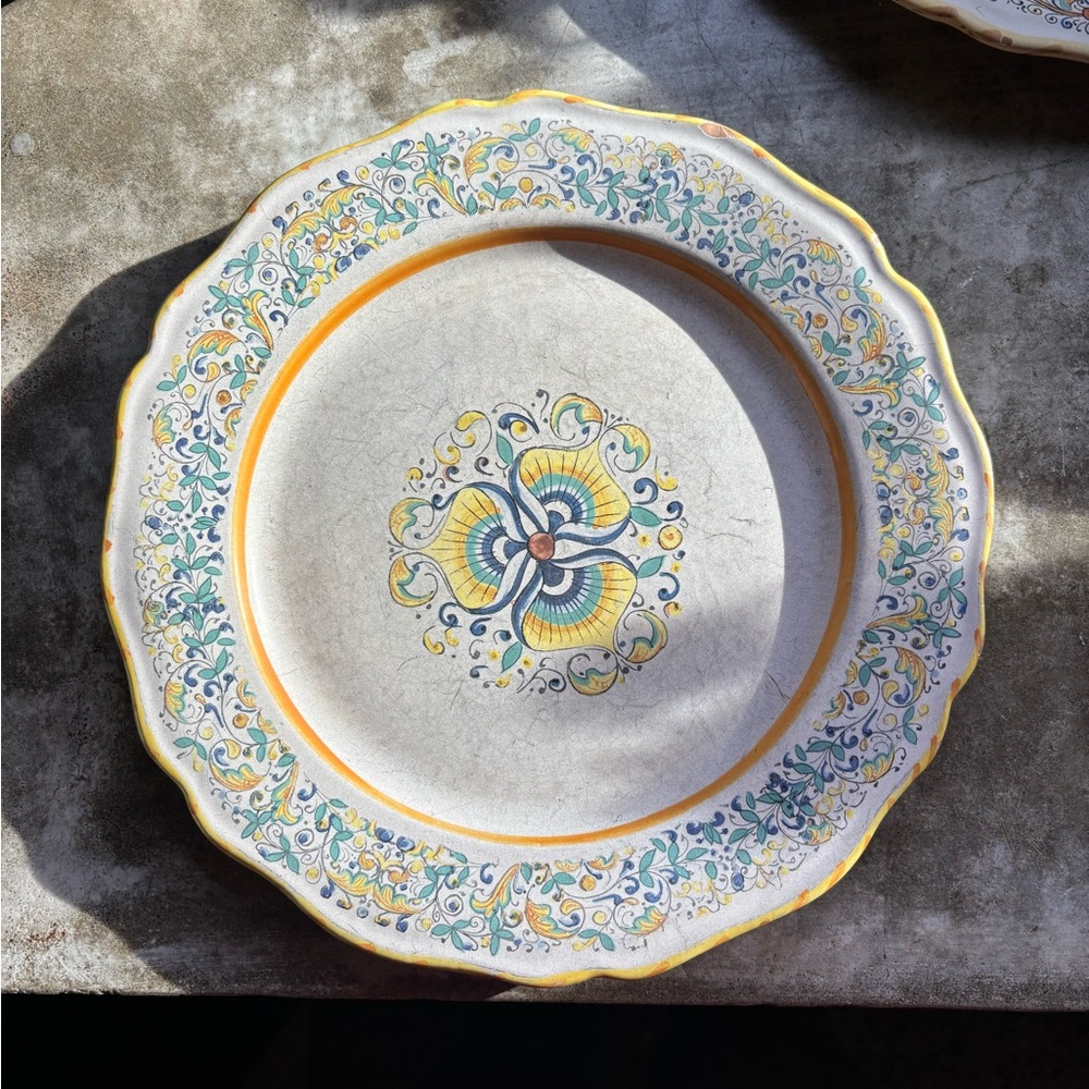 MERIDIANA CERAMICHE Vintage 11 1/8 Dinner Plates Set Of 2 Made In Italy